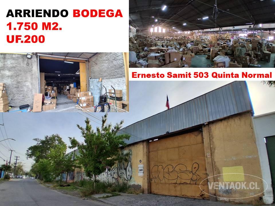 Arriendo Bodega 1.750 M2. Uf.200 Quinta Normal