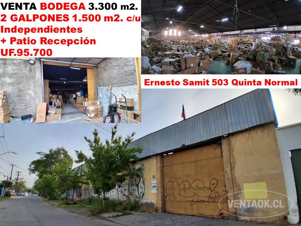 Venta Bodega 3.300 M2, 2 Galpones Independientes.