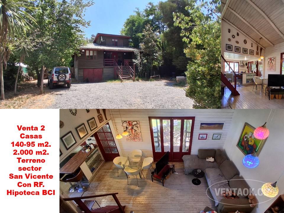 Venta 2 Casas, en 2.000 m2., San Vicente, ROL Propio e Hipoteca BCI